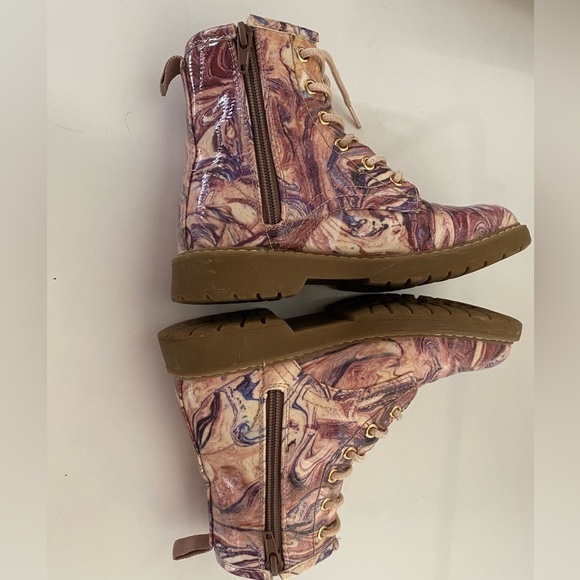 Steve Madden JBetty Ankle Lace Up Boots Marble Girls Size 1 - Picture 3 of 7